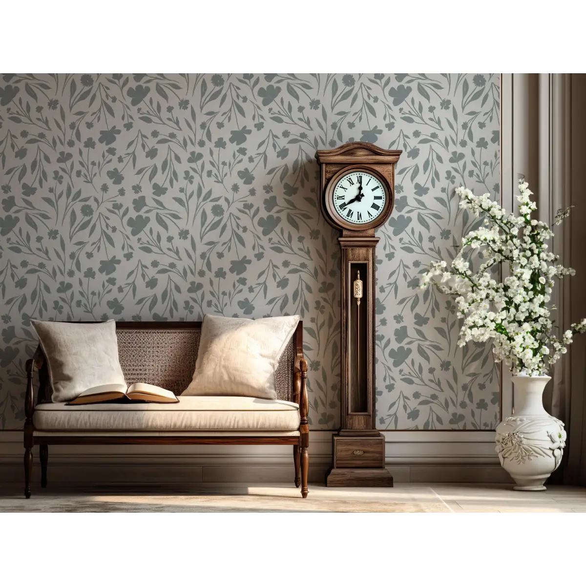 Jean Wallpaper - Neutral Floral - by Megan Lindsey Illustration - Loomwell Home Goods