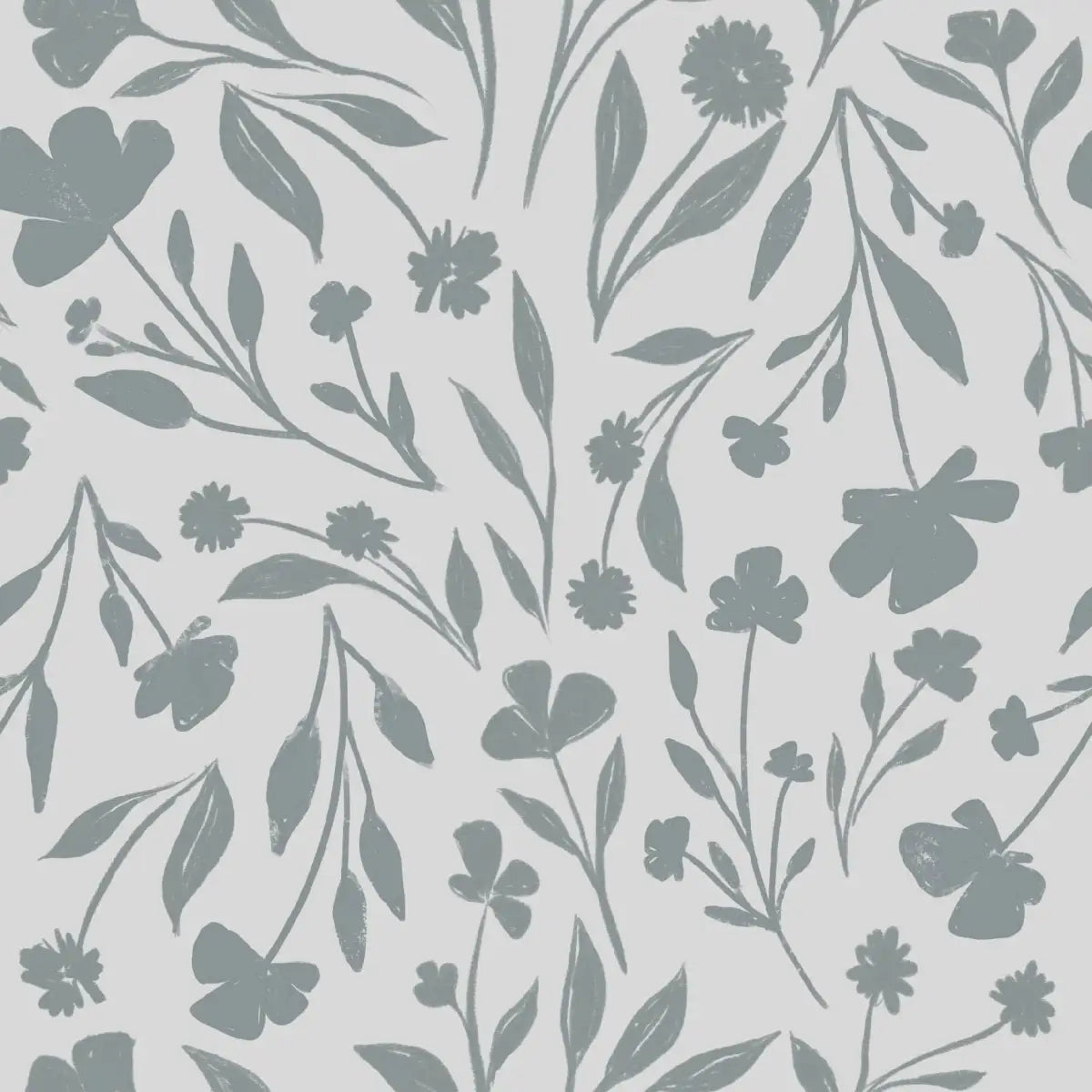 Jean Wallpaper - Neutral Floral - by Megan Lindsey Illustration - Sample 1 foot by 1 foot / Blue - Loomwell Home Goods