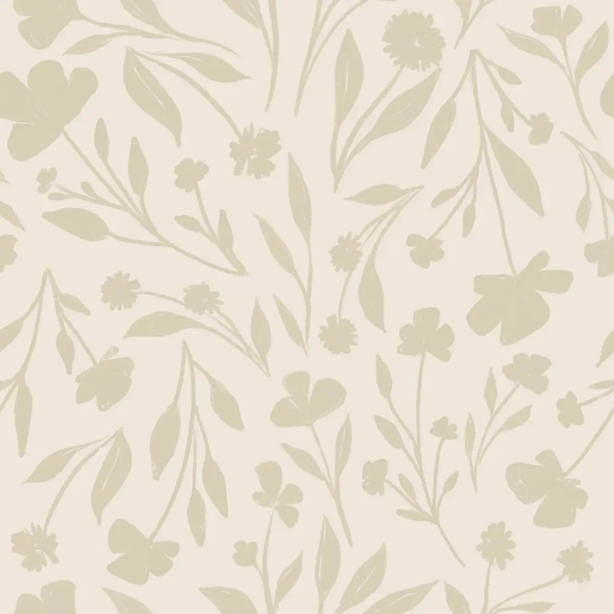 Jean Wallpaper - Neutral Floral - by Megan Lindsey Illustration - Sample 1 foot by 1 foot / Neutral - Loomwell Home