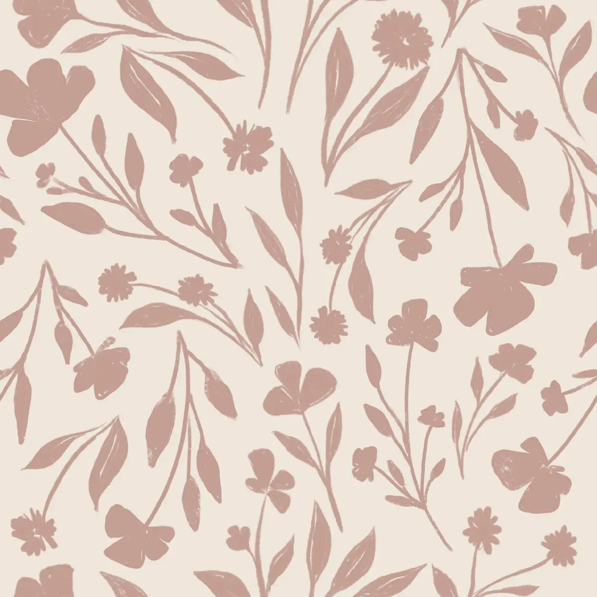 Jean Wallpaper - Neutral Floral - by Megan Lindsey Illustration - Sample 1 foot by 1 foot / Pink - Loomwell Home Goods