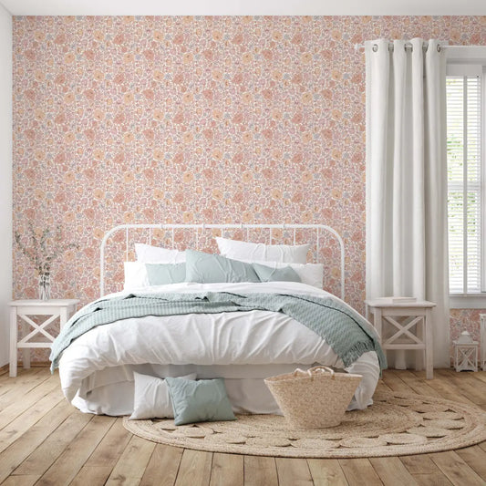 Jenny Wallpaper - Pastel Mod Flowers - by Lovely People Studio - Loomwell Home Goods