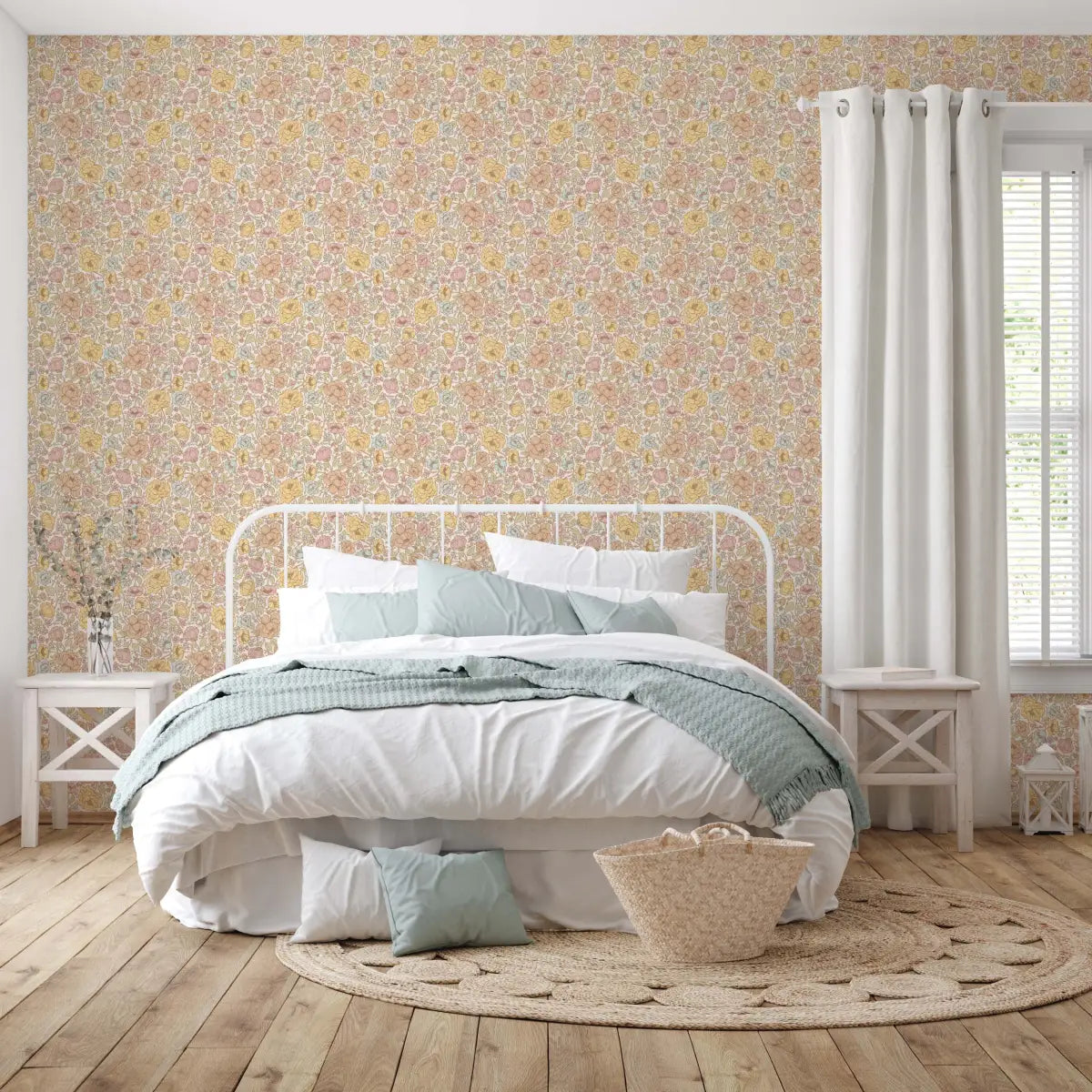 Jenny Wallpaper - Pastel Mod Flowers - by Lovely People Studio - Loomwell Home Goods