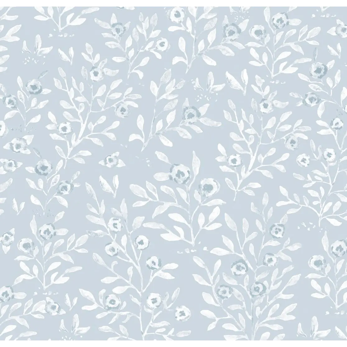 Jessi Wallpaper - Baby Blue Watercolor Flowers - by Luna Pictata - Sample 1 foot by 1 foot - Loomwell Home Goods