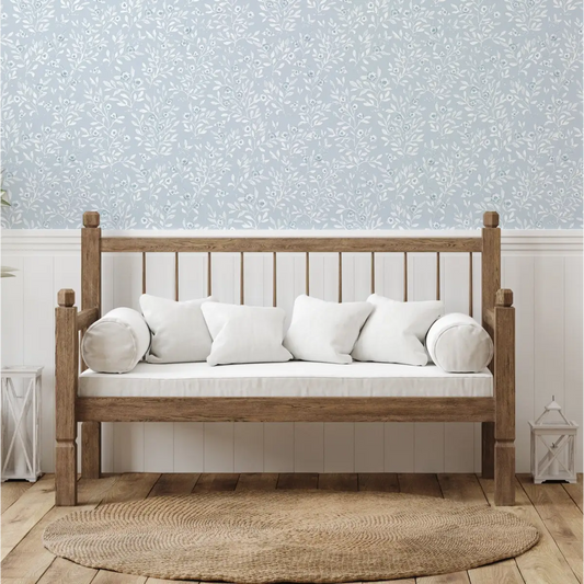 Jessi Wallpaper - Baby Blue Watercolor Flowers - by Luna Pictata - Loomwell Home Goods