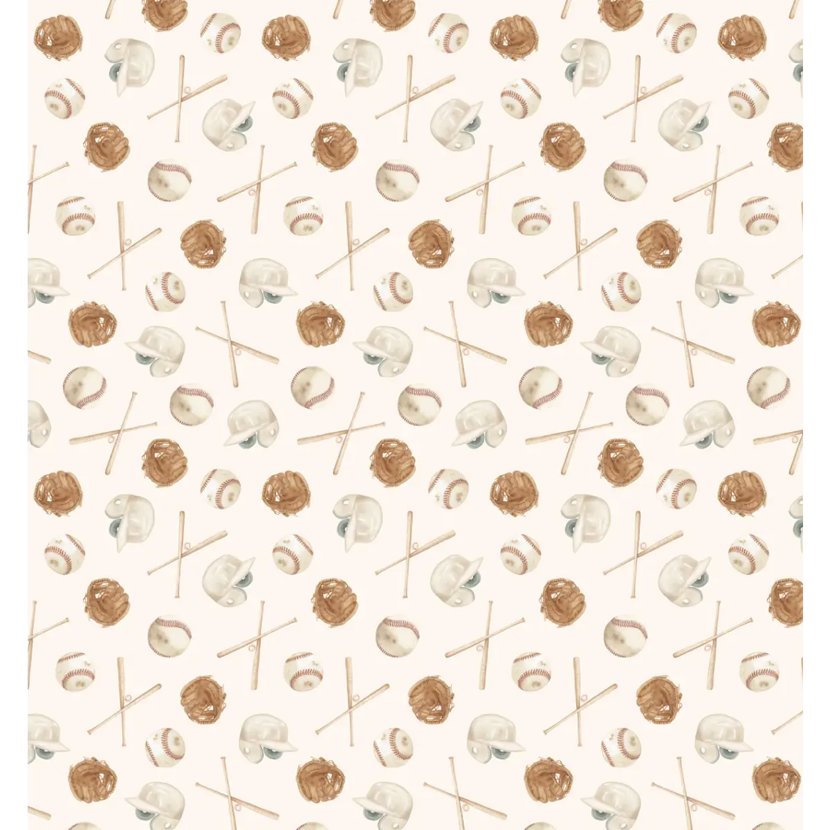 Jeter Wallpaper - Baseball Kids - by Hailey Kiefer Designs - Sample 1 foot by 1 foot / Cream - Loomwell Home Goods