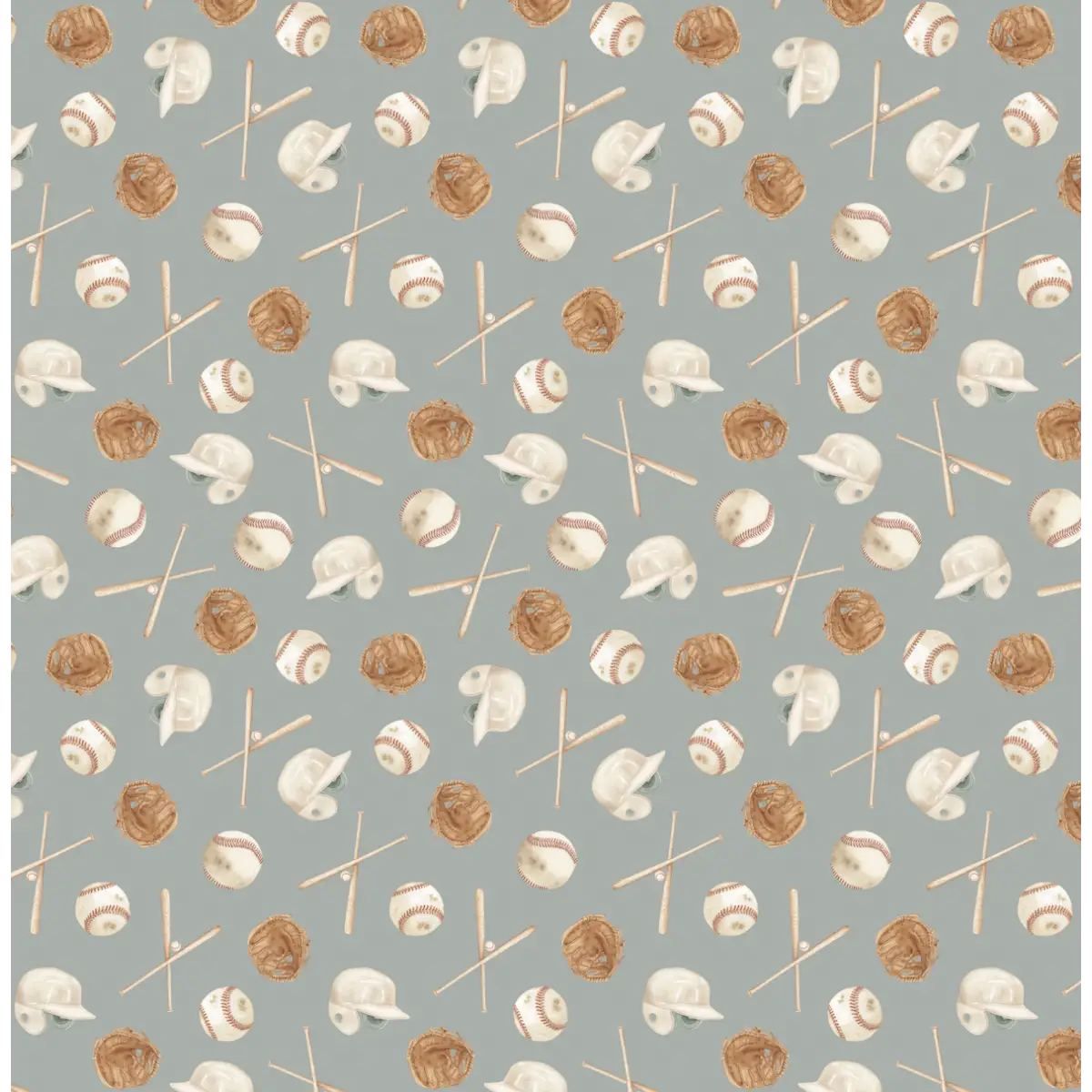 Jeter Wallpaper - Baseball Kids - by Hailey Kiefer Designs - Sample 1 foot by 1 foot / Sea Green - Loomwell Home Goods