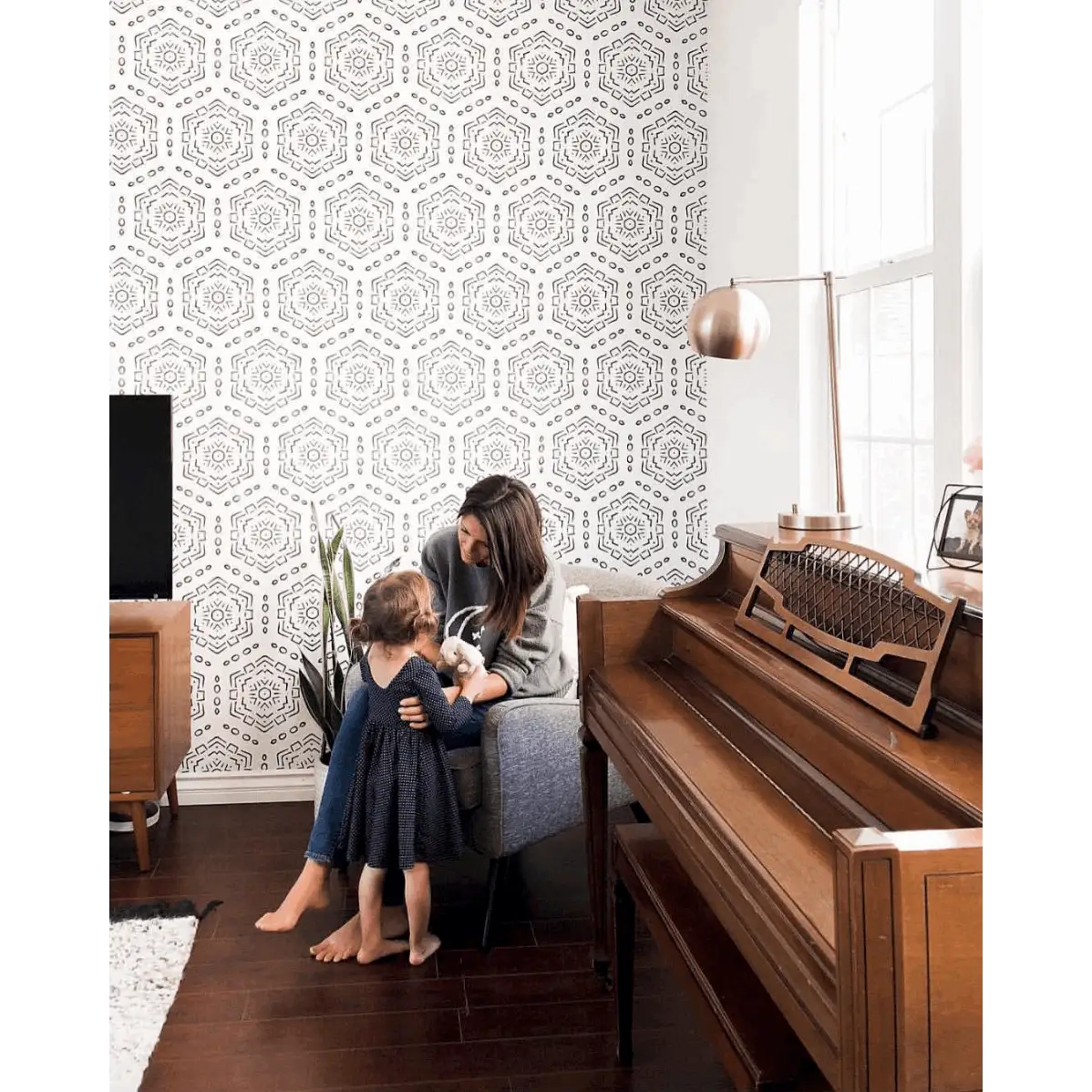 Jett Wallpaper - Geometric Tile Pattern - Loomwell Home Goods