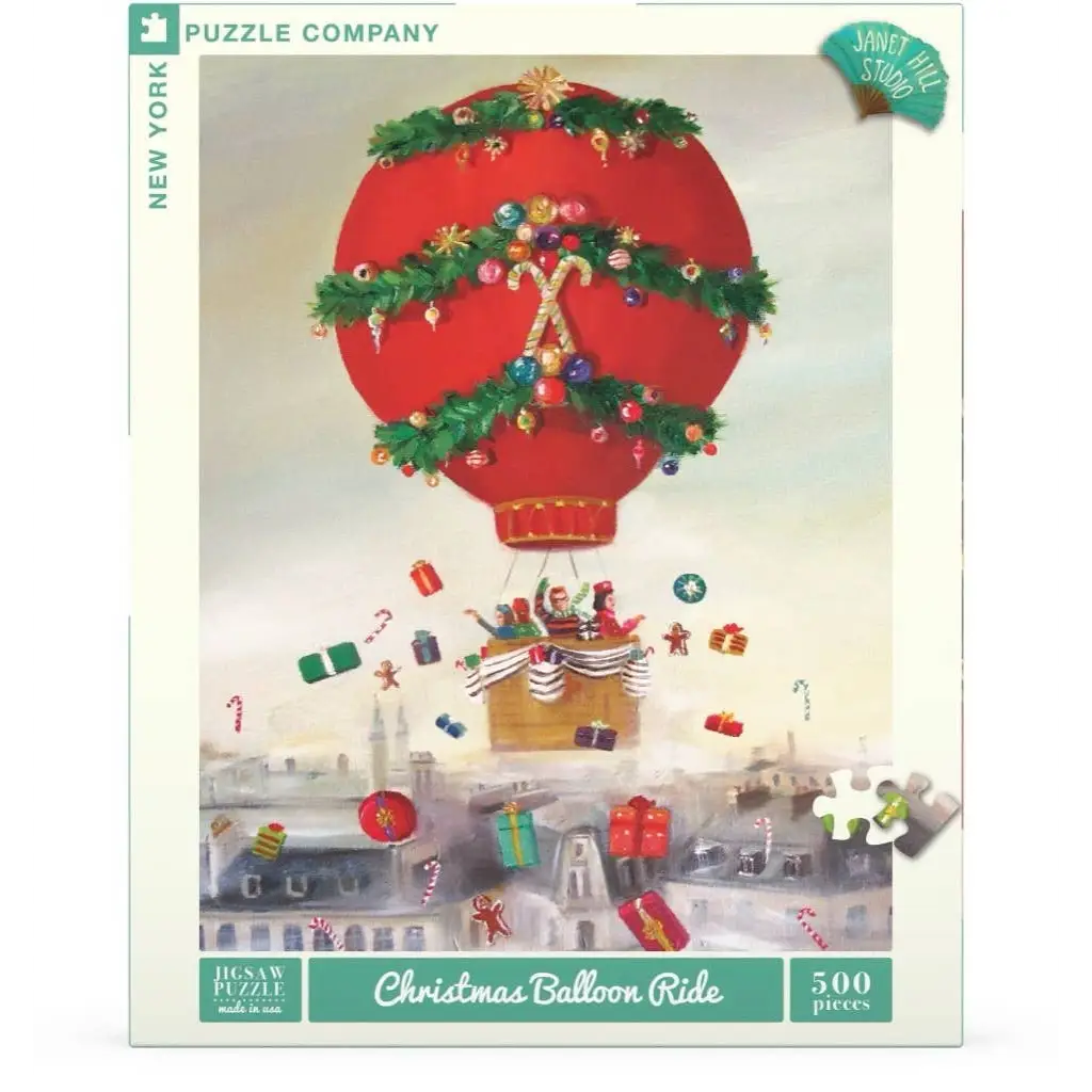 Jigsaw Puzzle - Christmas Balloon Ride - Janet Hill - 500 Piece - New York Puzzle Company