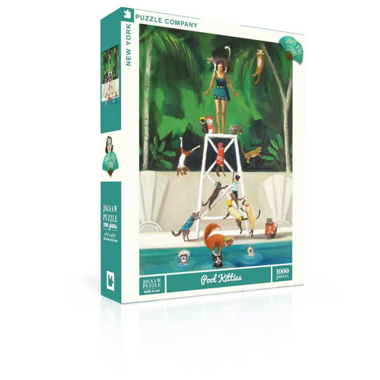 Jigsaw Puzzle - Pool Kitties - 1000 Piece - Janet Hill - New York Puzzle Company