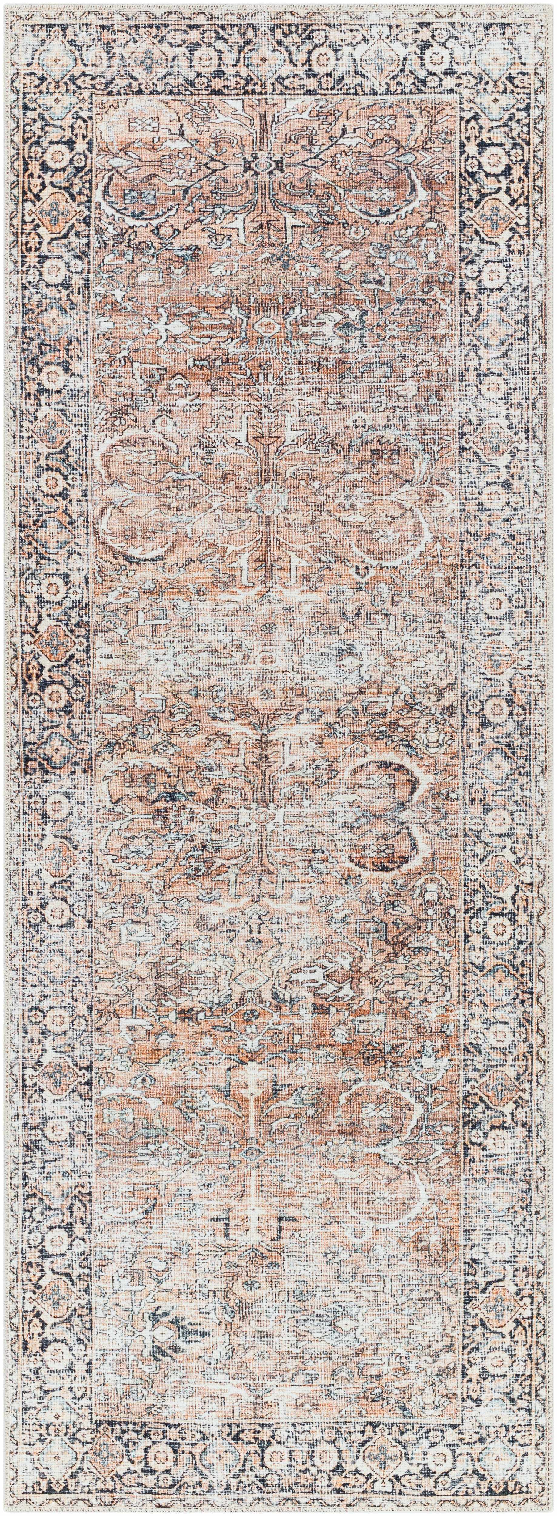 Tan Jill Vintage Washable Area Rug - Clearance - * 2’7’’ x 7’3’’ Runner - Boutique Rugs