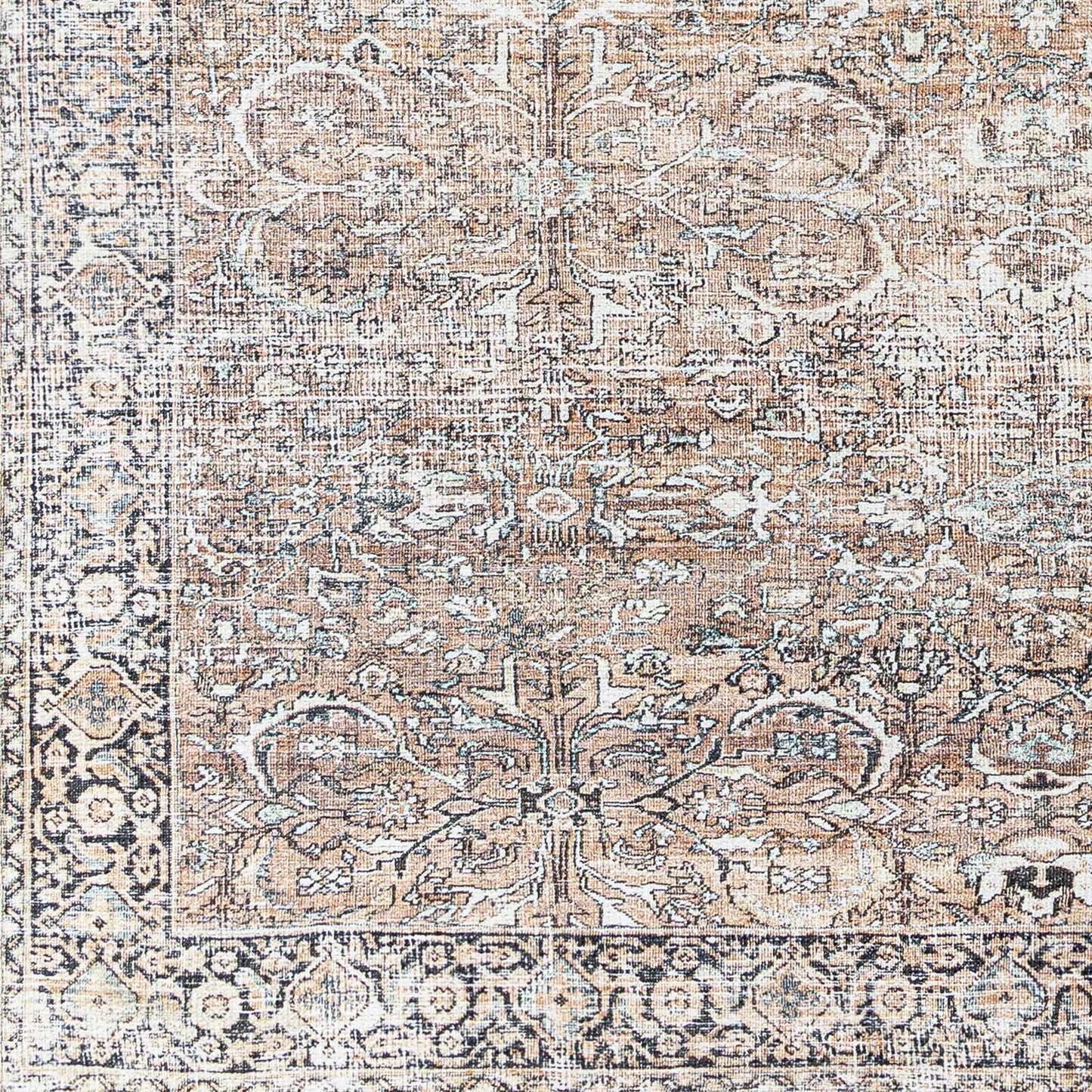 Tan Jill Vintage Washable Area Rug - Clearance - Boutique Rugs