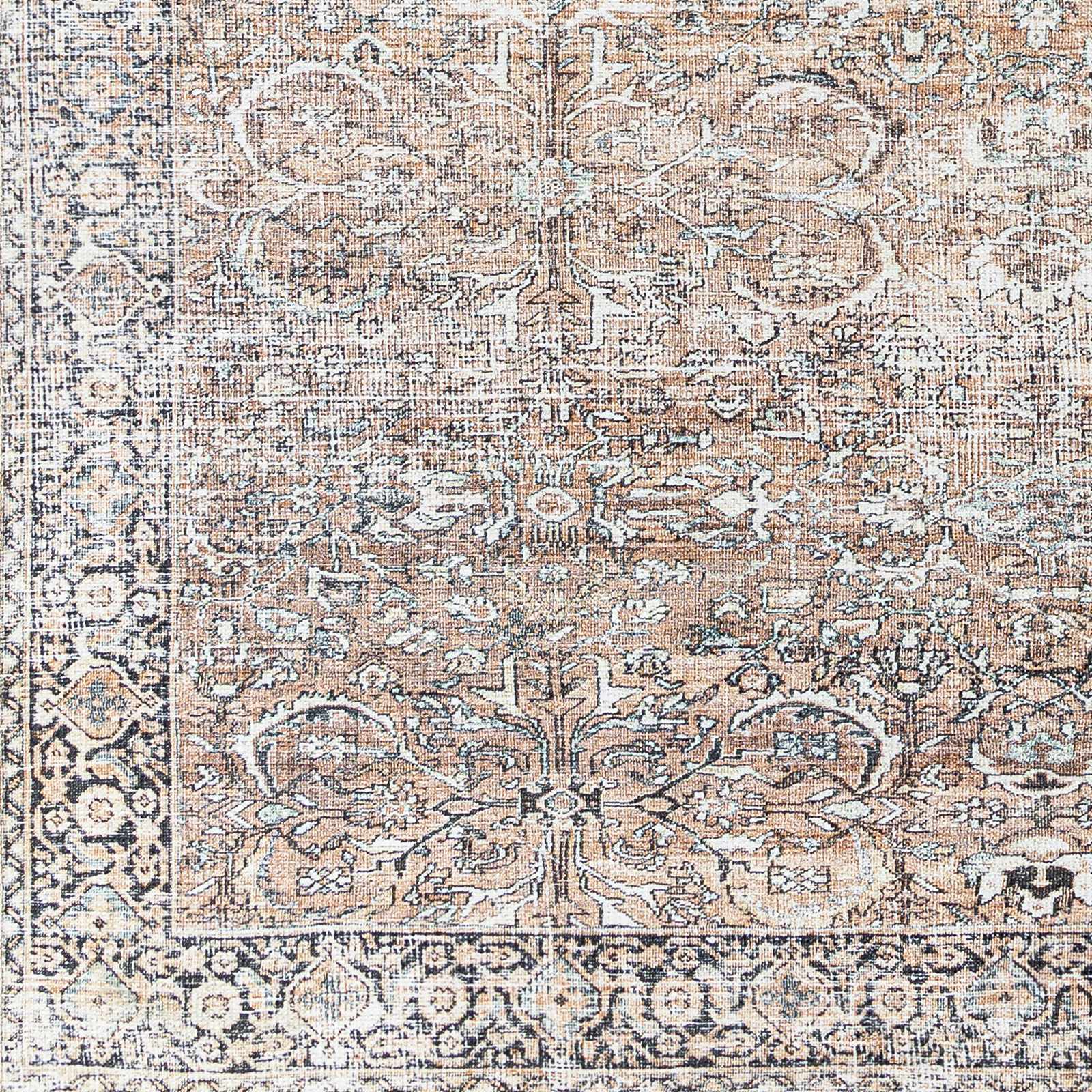 Tan Jill Vintage Washable Area Rug - Clearance - Boutique Rugs