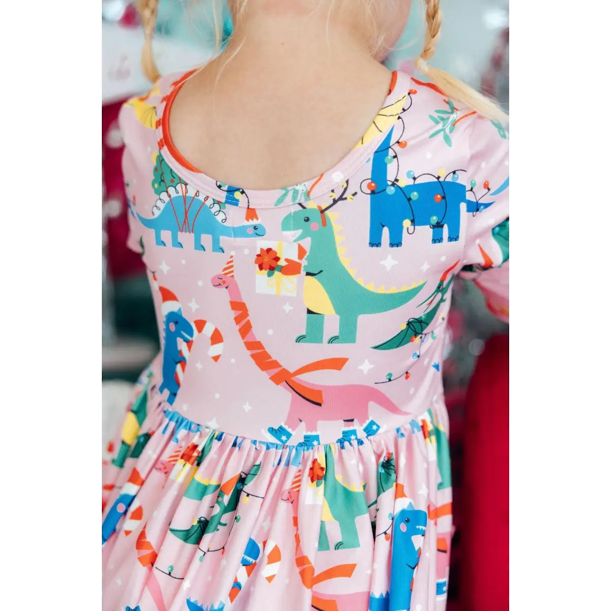 Jingle Saurus L/S Pocket Twirl Dress - Mila & Rose ®