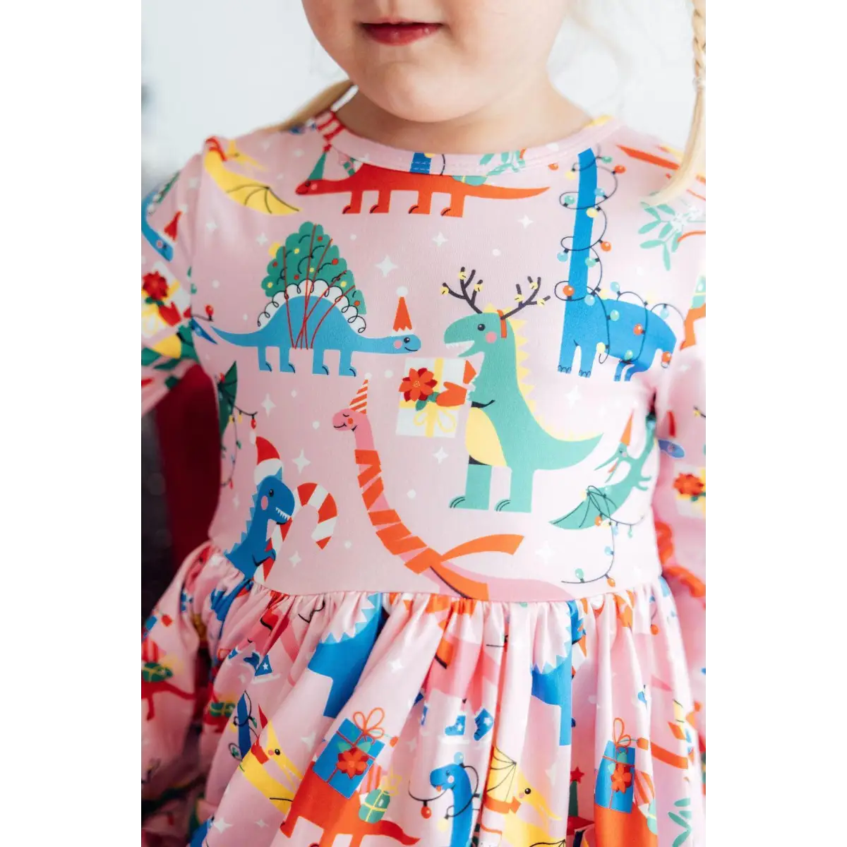 Jingle Saurus L/S Pocket Twirl Dress - Mila & Rose ®