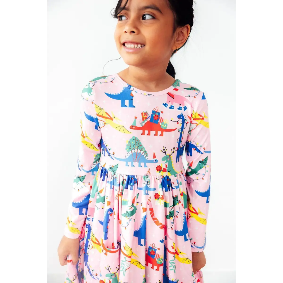 Jingle Saurus L/S Pocket Twirl Dress - Mila & Rose ®