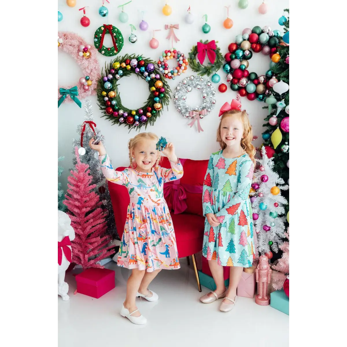 Jingle Saurus L/S Pocket Twirl Dress - Mila & Rose ®