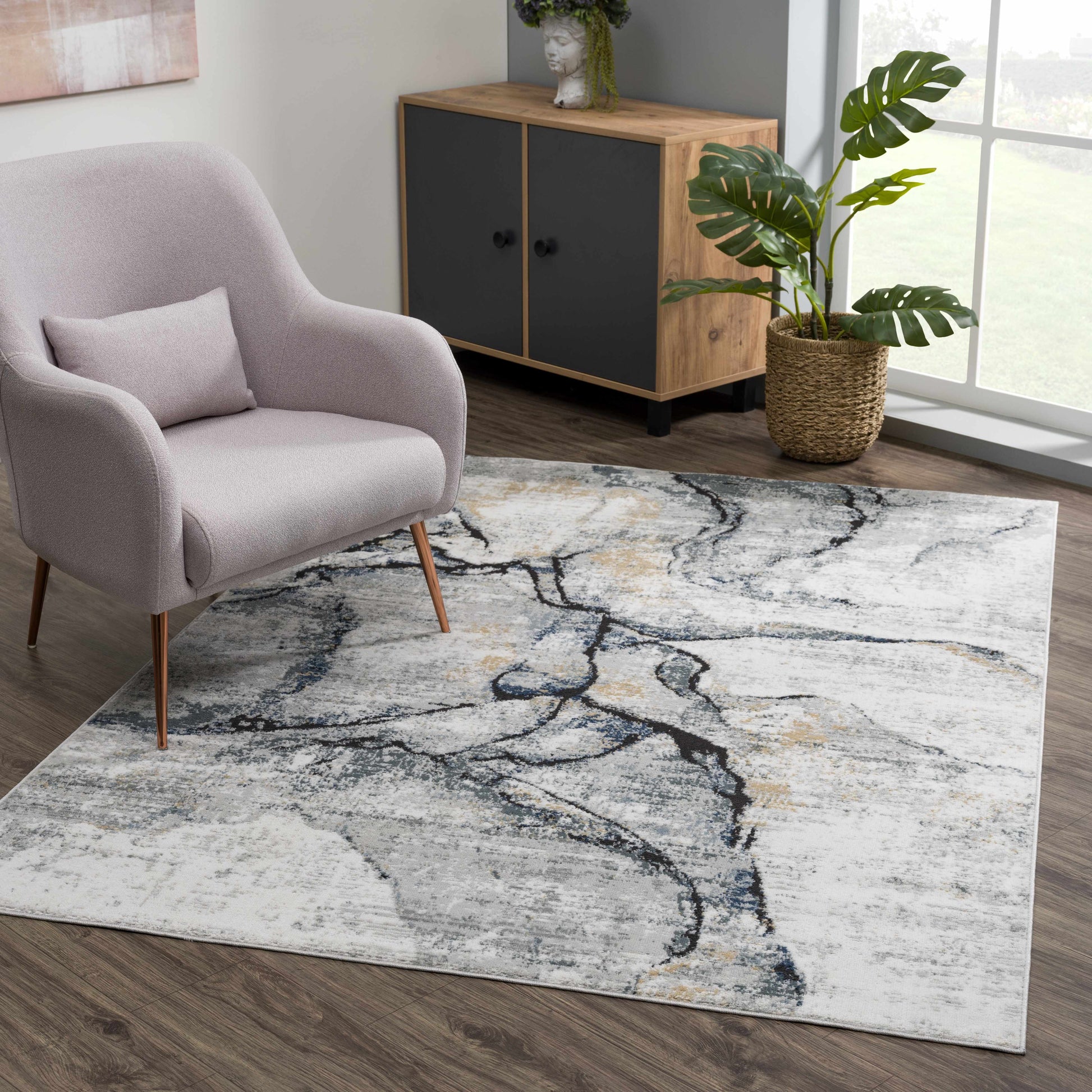 Fremantle Gray Marble Rug - Boutique Rugs