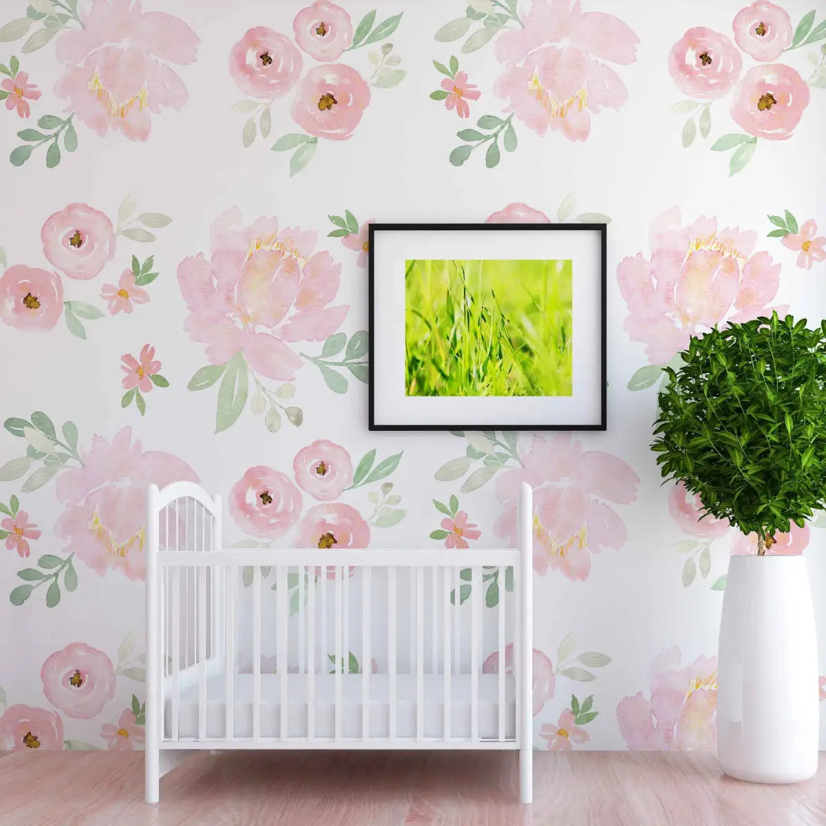 Jocelyn Wallpaper - Pink Watercolor Flowers - Loomwell Home Goods