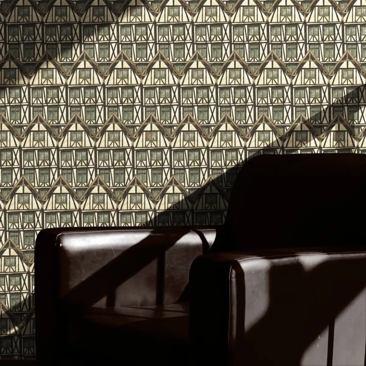 John Wallpaper - Fachwerk or Tudor Houses - by Karin Beatrice Levin - Loomwell Home Goods