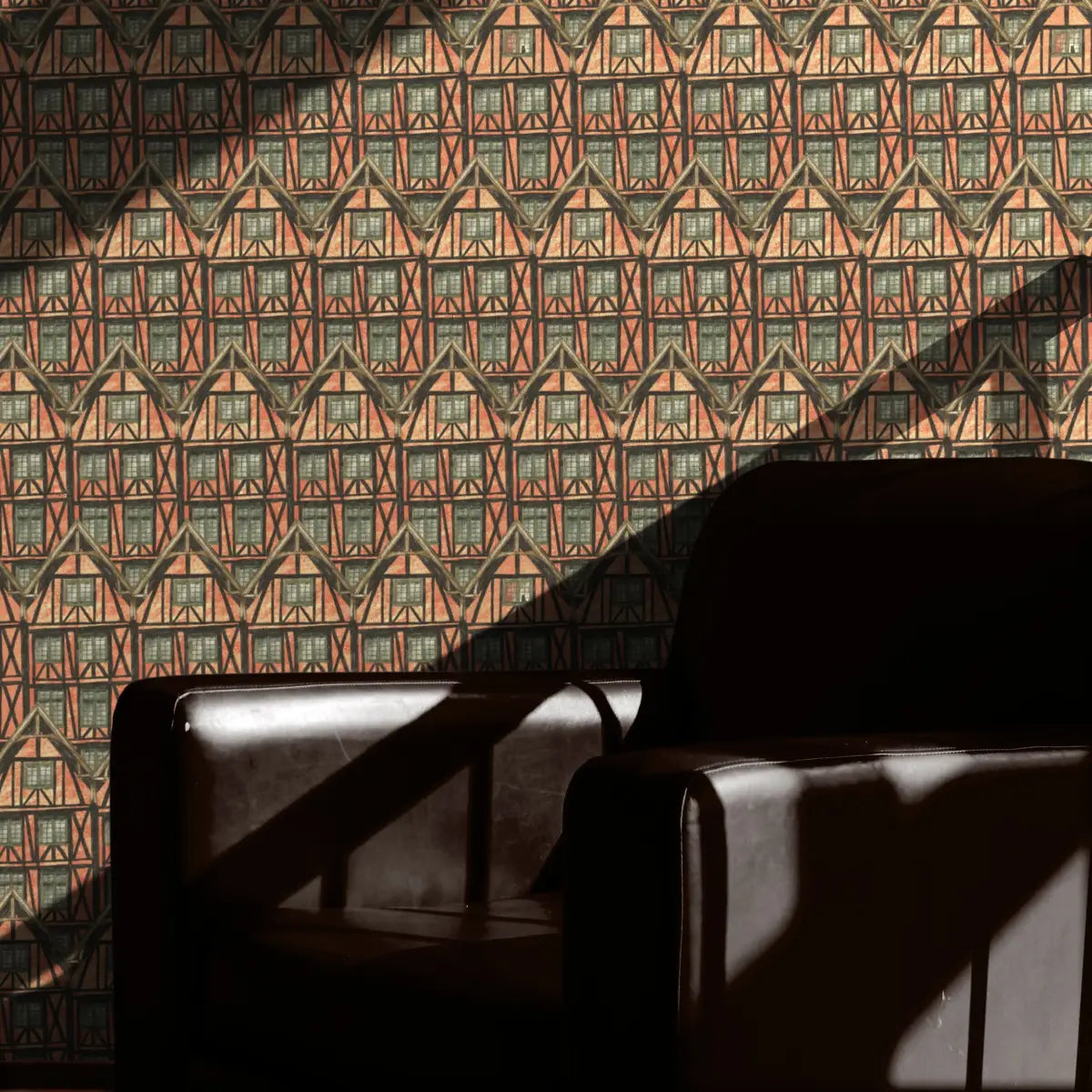 John Wallpaper - Fachwerk or Tudor Houses - by Karin Beatrice Levin - Loomwell Home Goods