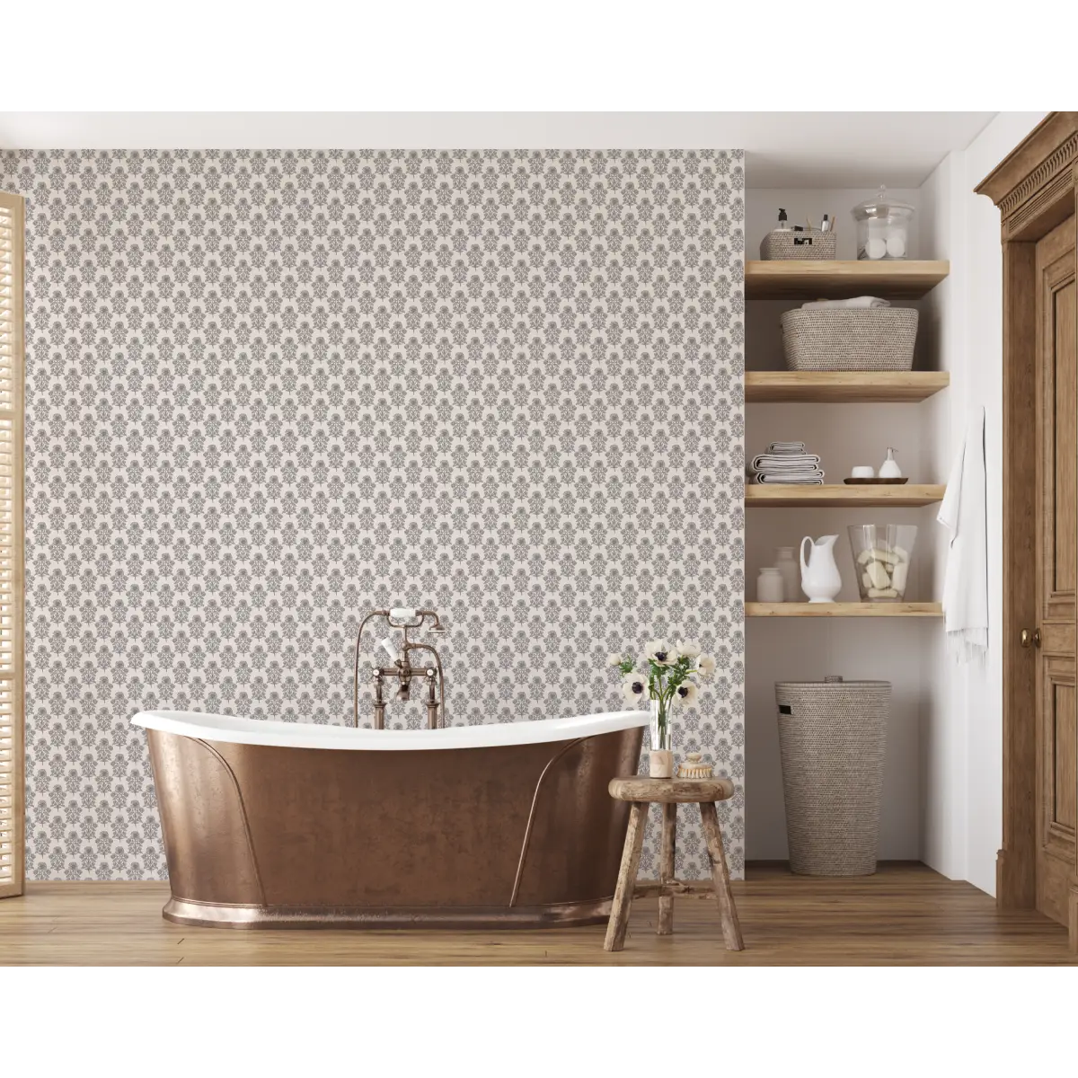 Jones Wallpaper - Block Print Floral - by Taddy Mikelaites - Loomwell Home Goods