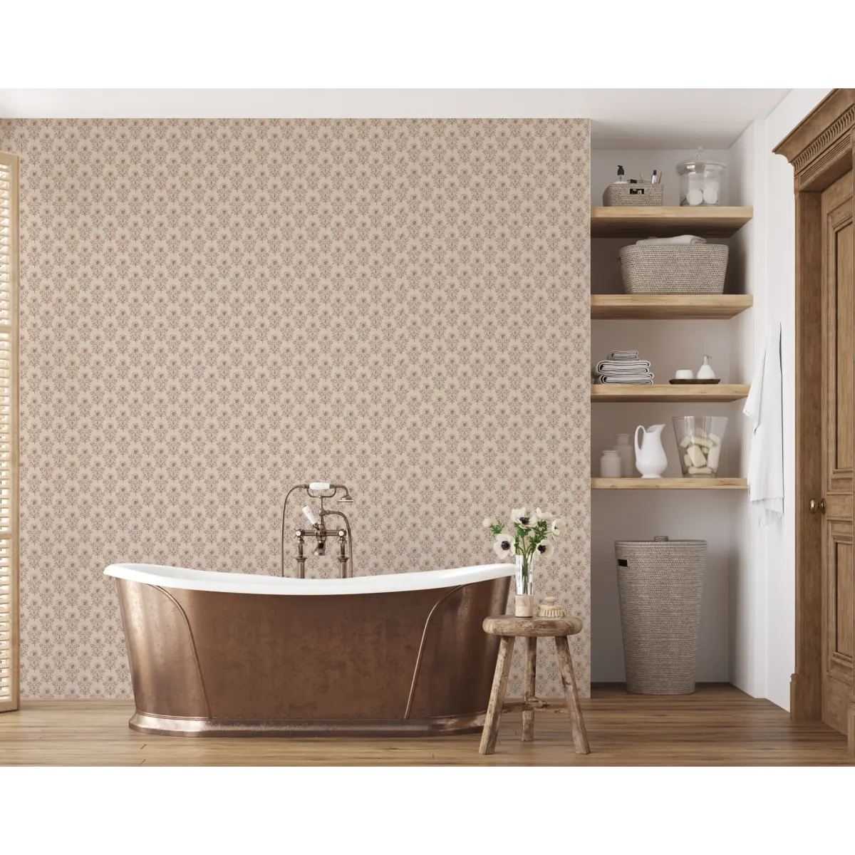 Jones Wallpaper - Block Print Floral - by Taddy Mikelaites - Loomwell Home Goods