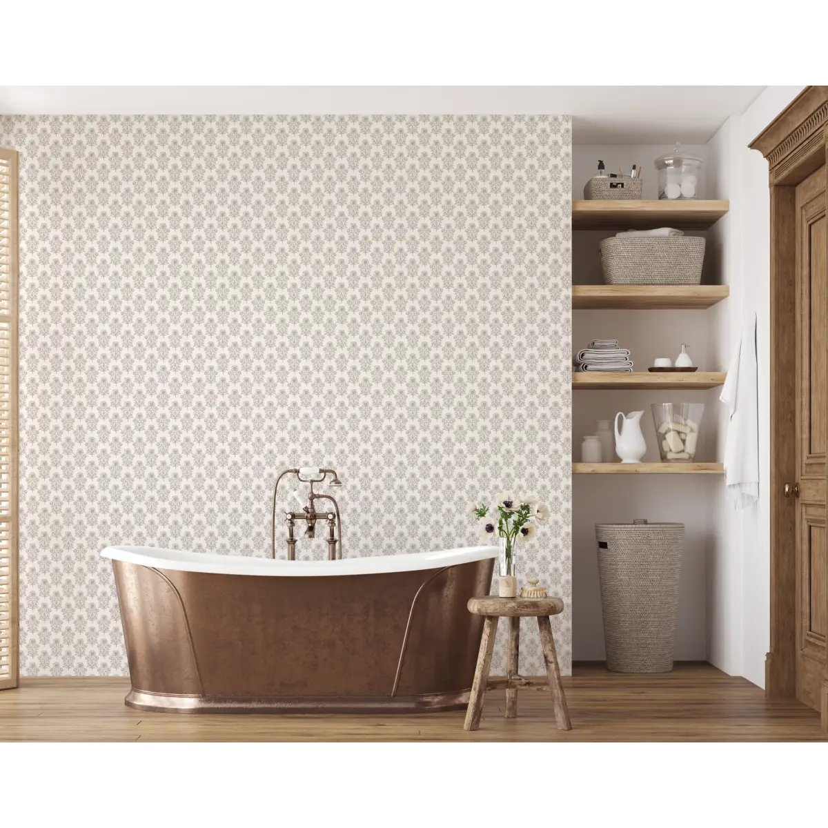 Jones Wallpaper - Block Print Floral - by Taddy Mikelaites - Loomwell Home Goods