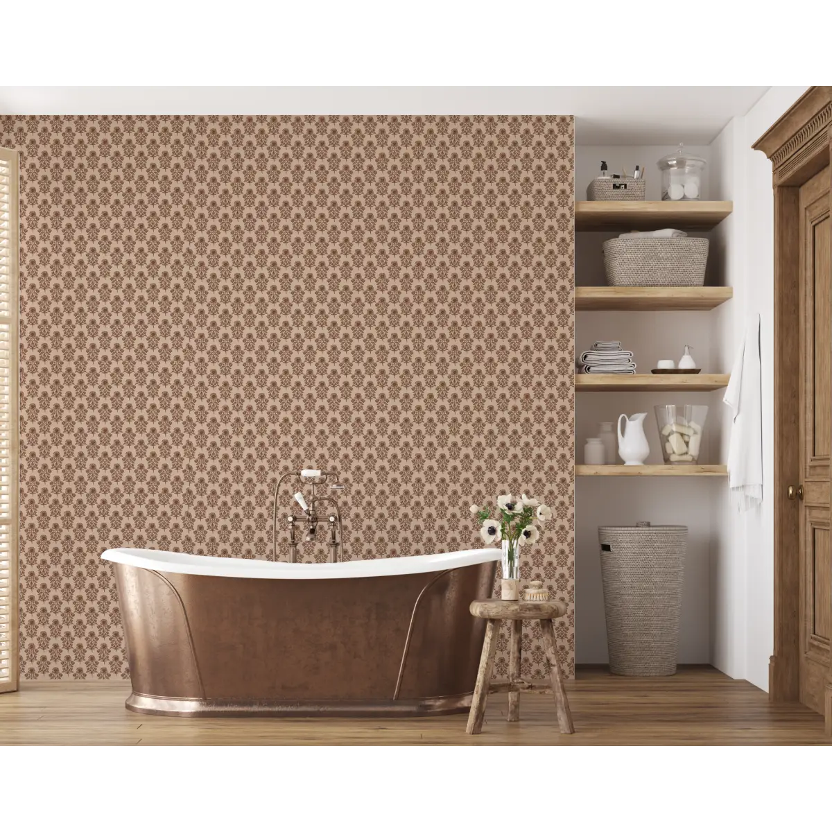 Jones Wallpaper - Block Print Floral - by Taddy Mikelaites - Loomwell Home Goods