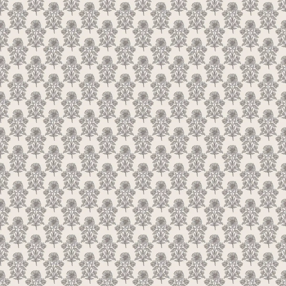 Jones Wallpaper - Block Print Floral - by Taddy Mikelaites - 2 feet by 9 feet / Blue Gray / Large - Loomwell Home Goods