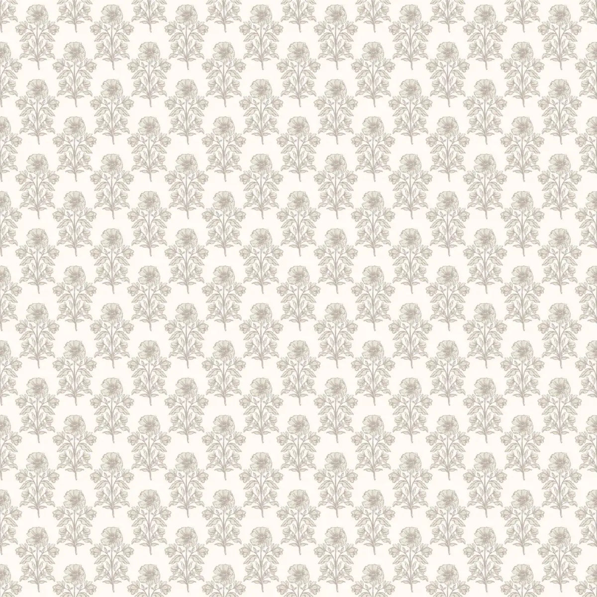 Jones Wallpaper - Block Print Floral - by Taddy Mikelaites - 2 feet by 9 feet / Cream / Large - Loomwell Home Goods