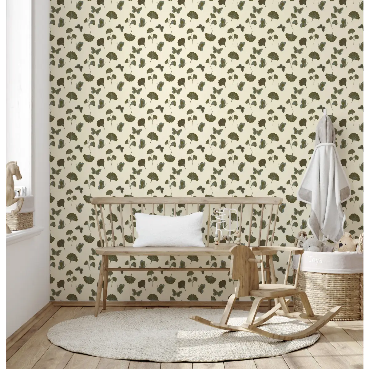 Jovie Wallpaper - Gingko and Butterflies - by The Feral Flower - Loomwell Home Goods