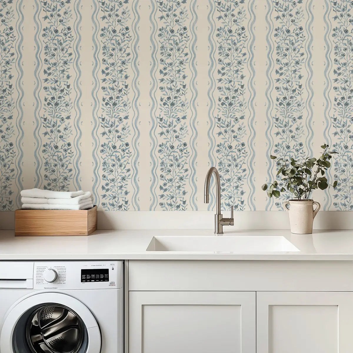 Jovy Wallpaper - Petite Floral Cottage Stripe - by Luna Pictata - Loomwell Home Goods