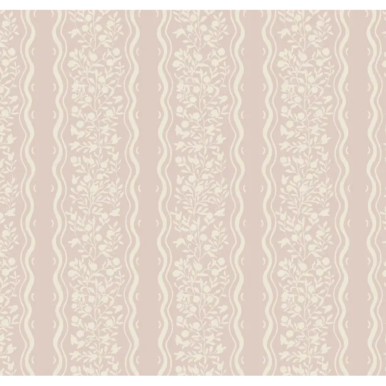 Jovy Wallpaper - Petite Floral Cottage Stripe - by Luna Pictata - Sample 1 foot by 1 foot / Pink / Small - Loomwell