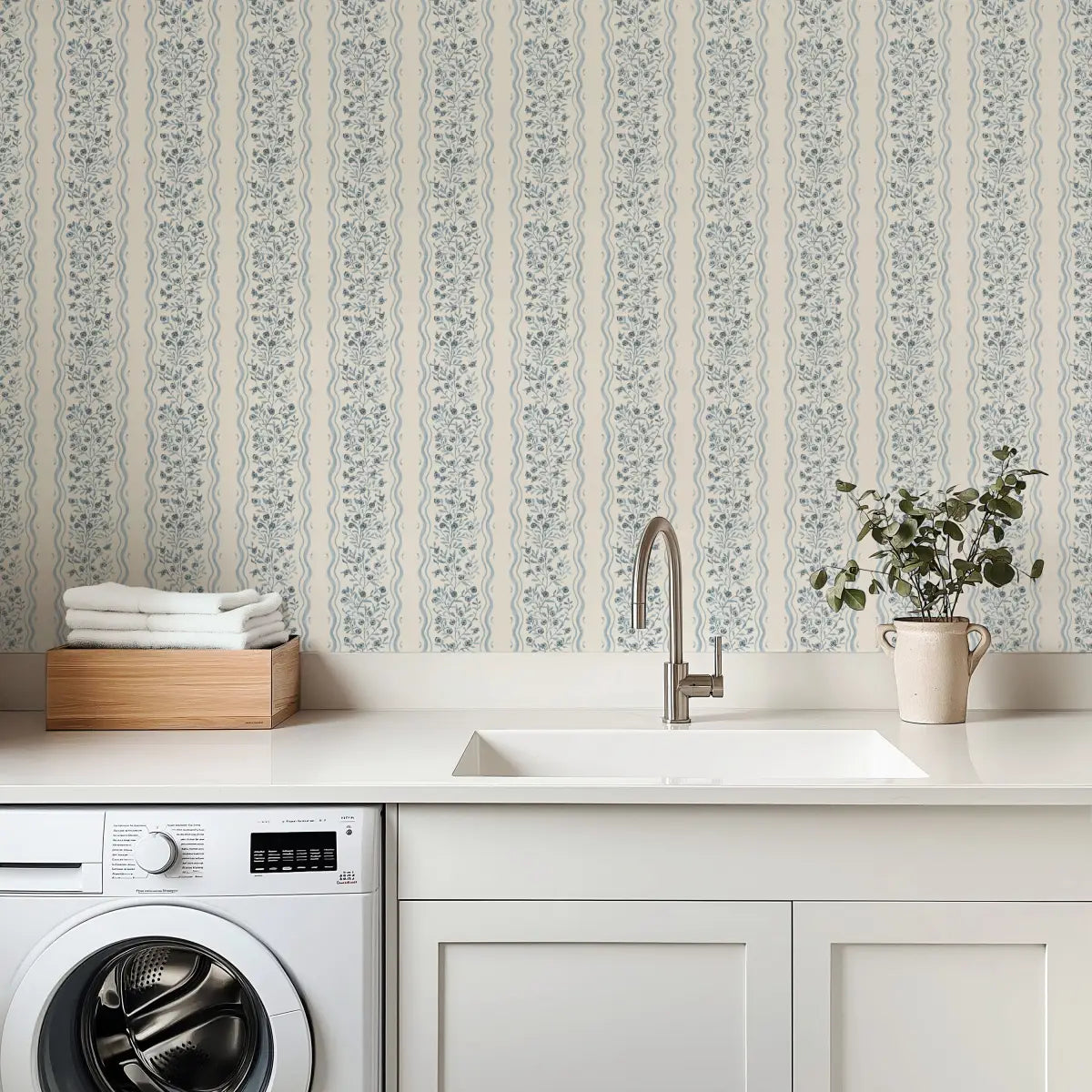 Jovy Wallpaper - Petite Floral Cottage Stripe - by Luna Pictata - Loomwell Home Goods