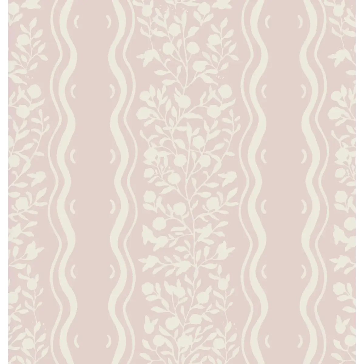 Jovy Wallpaper - Petite Floral Cottage Stripe - by Luna Pictata - Sample 1 foot by 1 foot / Pink / Large - Loomwell