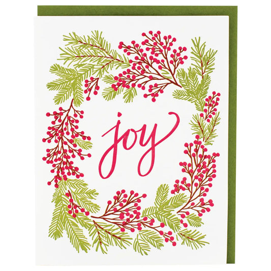 Joy Berry Wreath Christmas Card - Smudge Ink