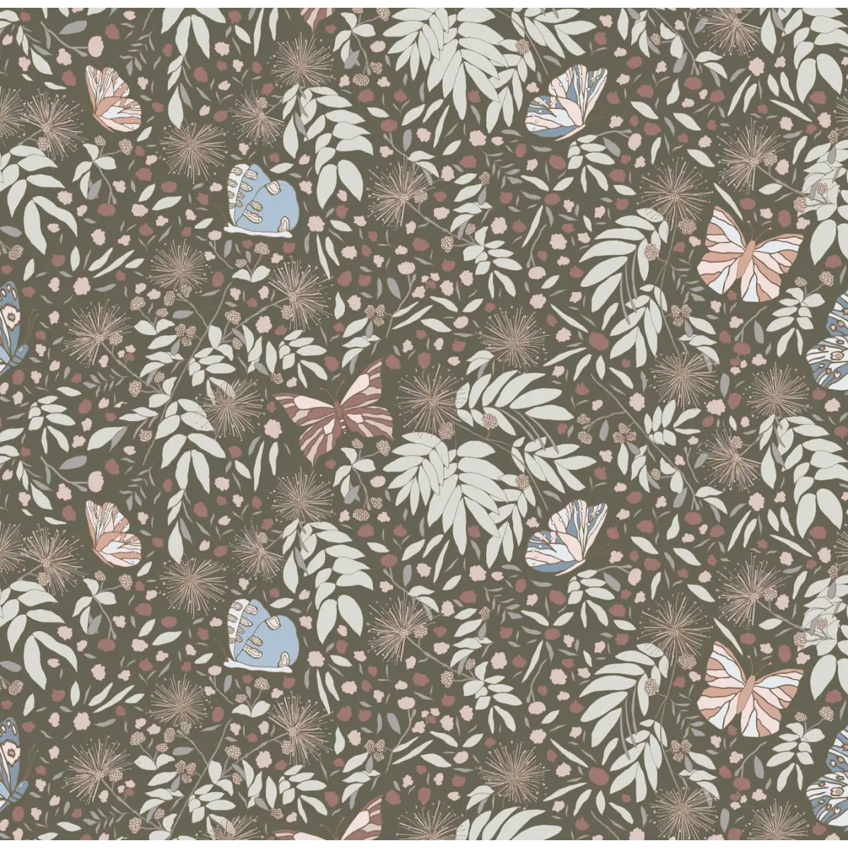 Julie Wallpaper - Butterflies - by Antonela Fulir - Sample 1 foot by 1 foot / Dark - Loomwell Home Goods