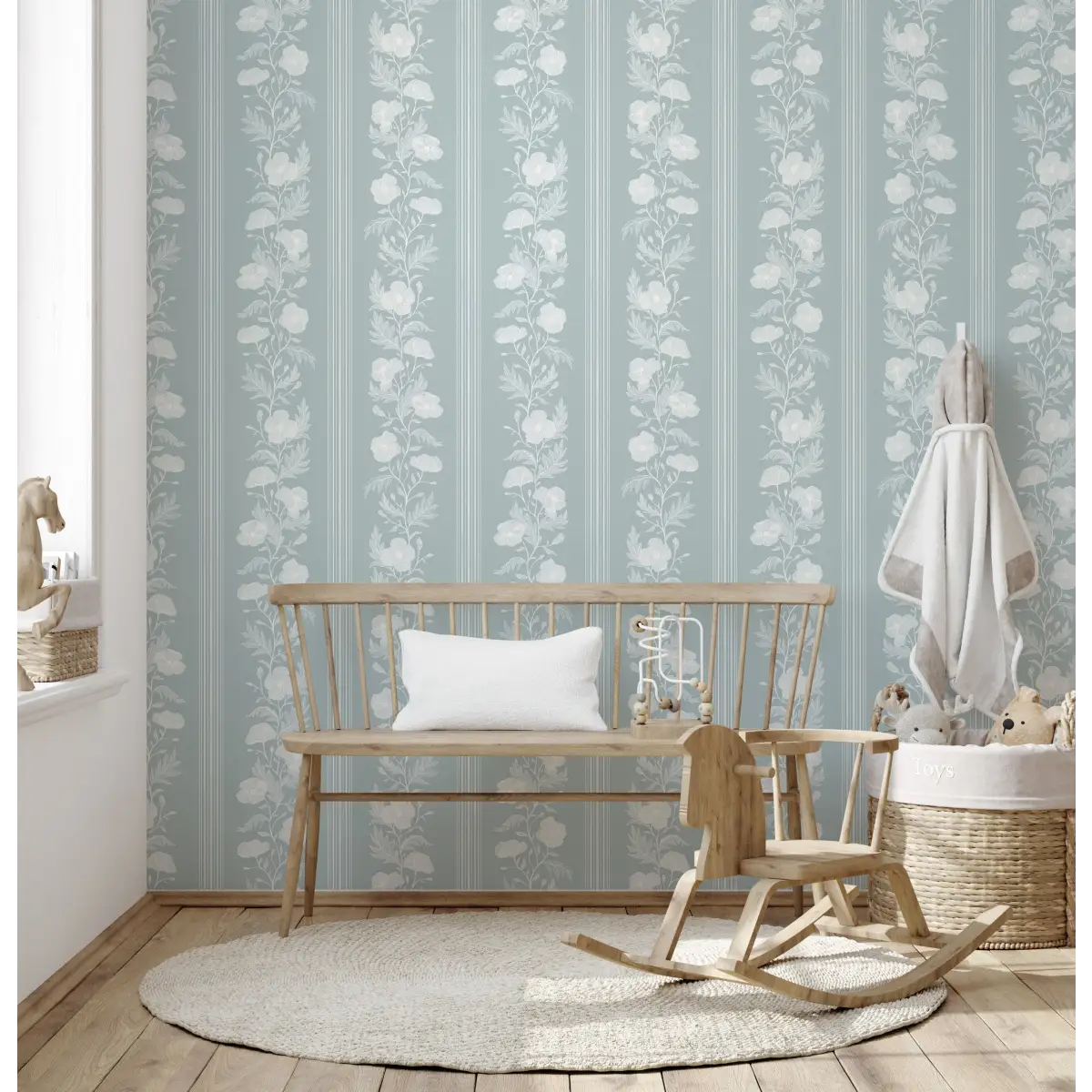 Juliet Wallpaper - Floral Stripe - by RNM Arts - Loomwell Home Goods