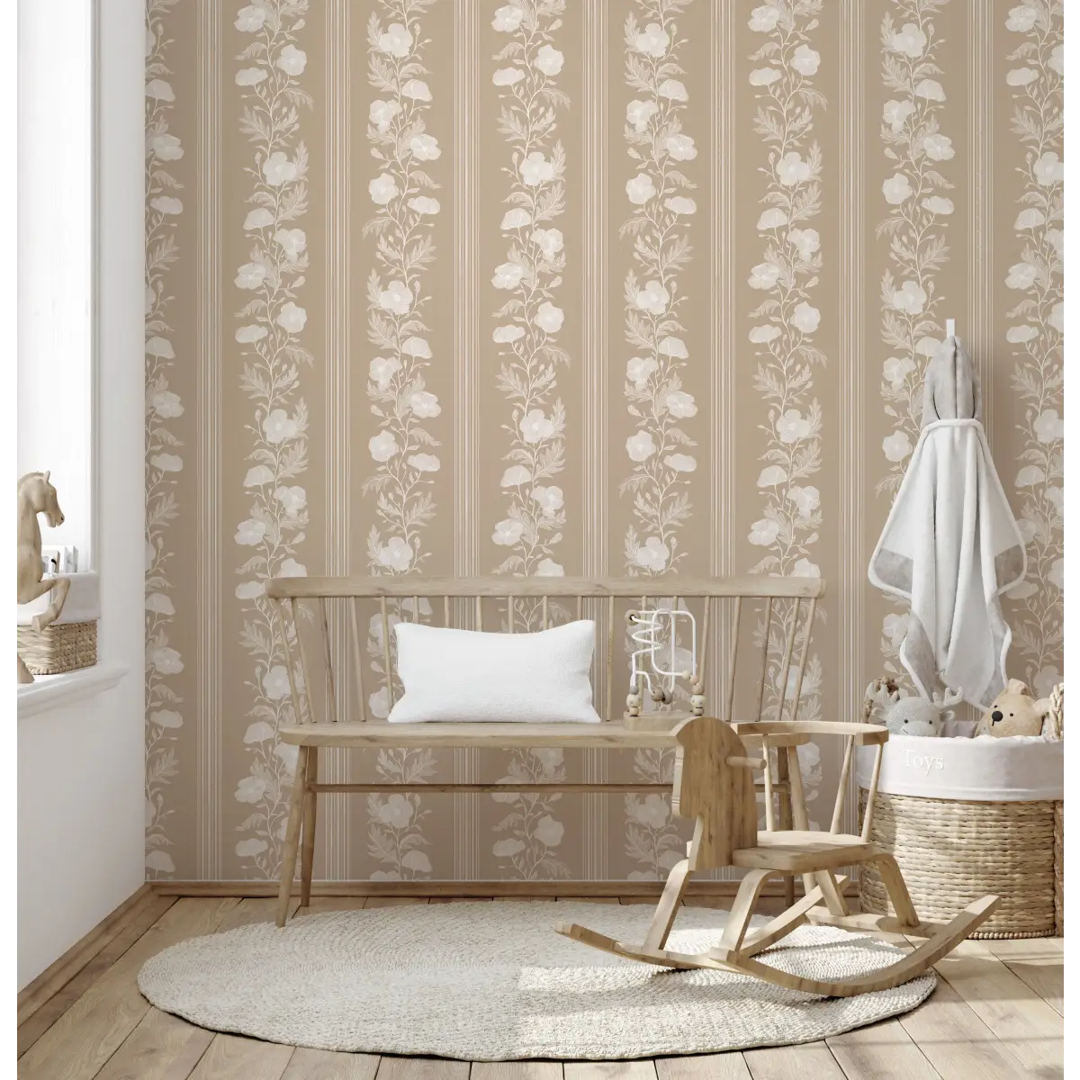 Juliet Wallpaper - Floral Stripe - by RNM Arts - Loomwell Home Goods