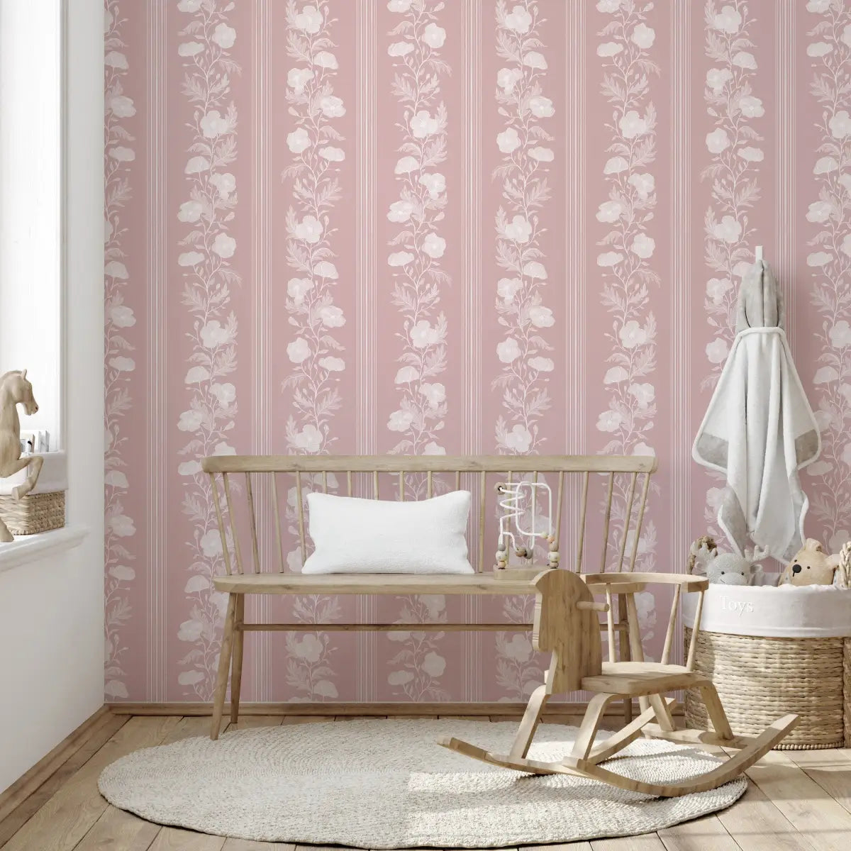 Juliet Wallpaper - Floral Stripe - by RNM Arts - Loomwell Home Goods