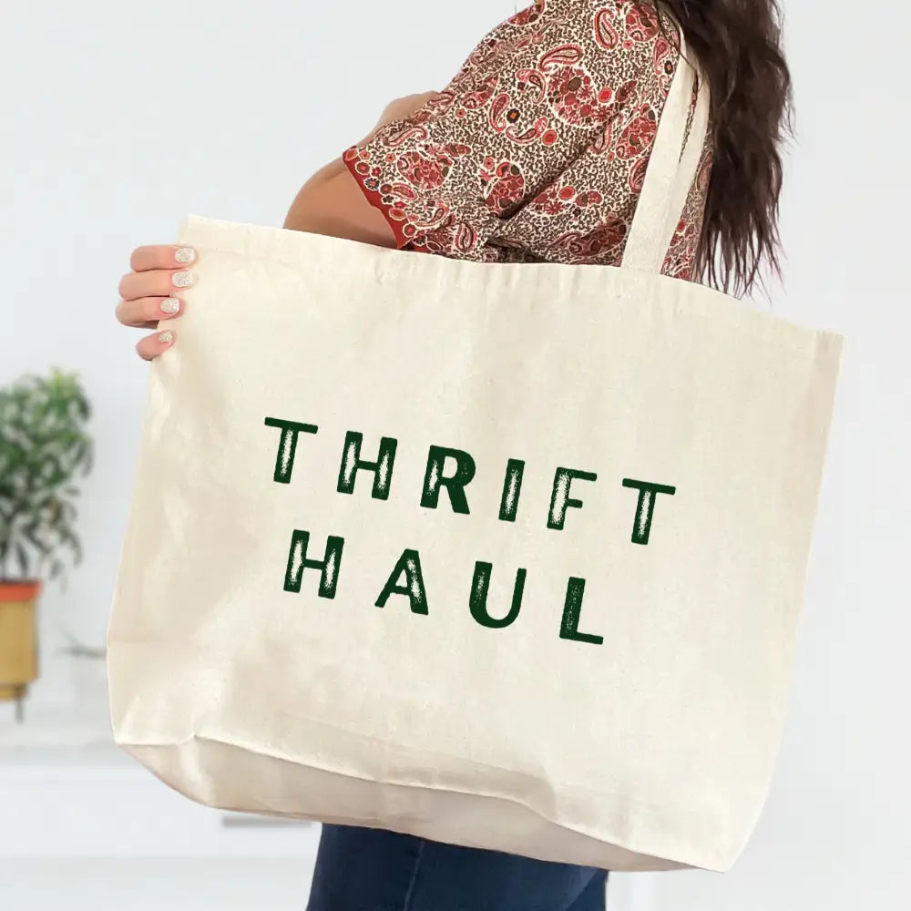 Thrift Haul - Custom Jumbo Canvas Tote Bag - SKS Design Studio