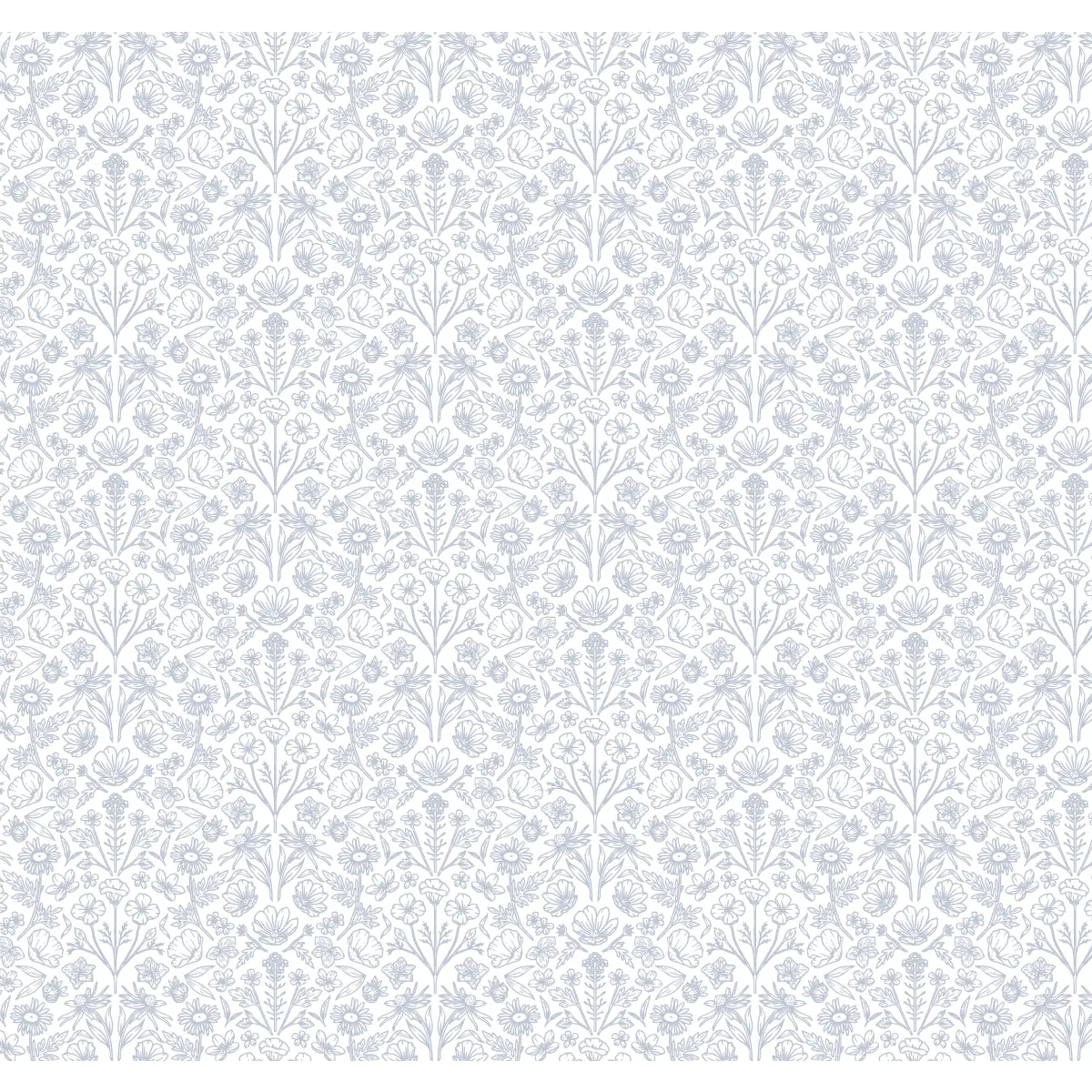 Junie Wallpaper - Petite Flowers - by Kourtni Gunn - Sample 1 foot by 1 foot / Blue - Loomwell Home Goods