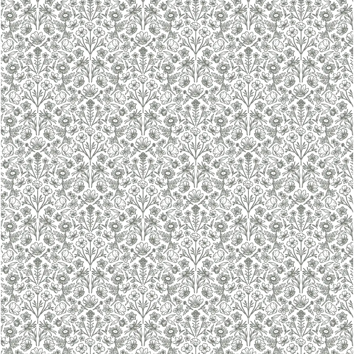 Junie Wallpaper - Petite Flowers - by Kourtni Gunn - Sample 1 foot by 1 foot / Dark - Loomwell Home Goods