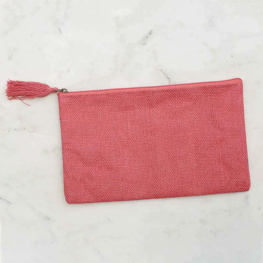 Jute Cosmetic Bag - Coral - The Royal Standard