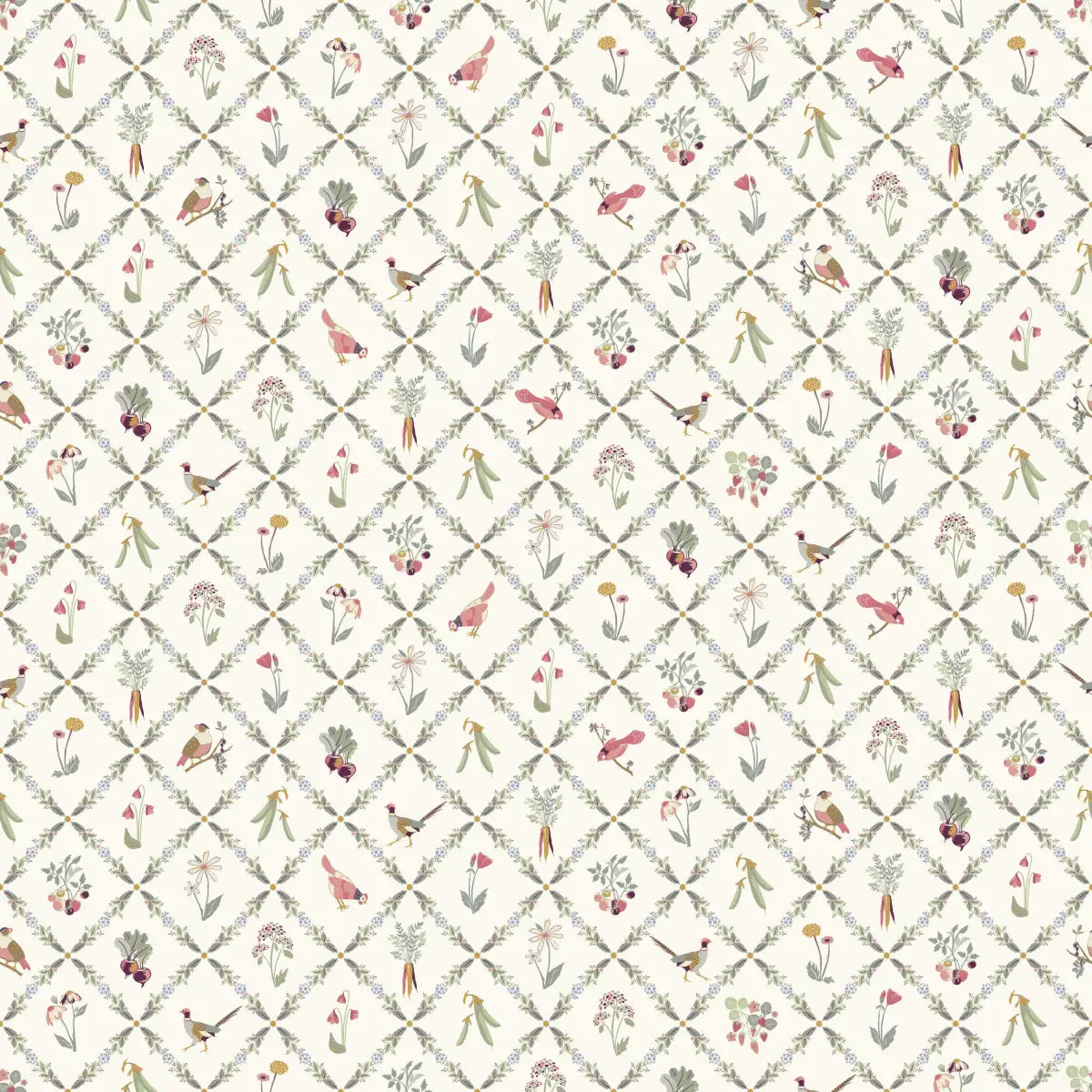 Kacie Wallpaper - Little Garden Things - by Linen and Paper Design - Sample 1 foot by 1 foot / Cream - Loomwell Home