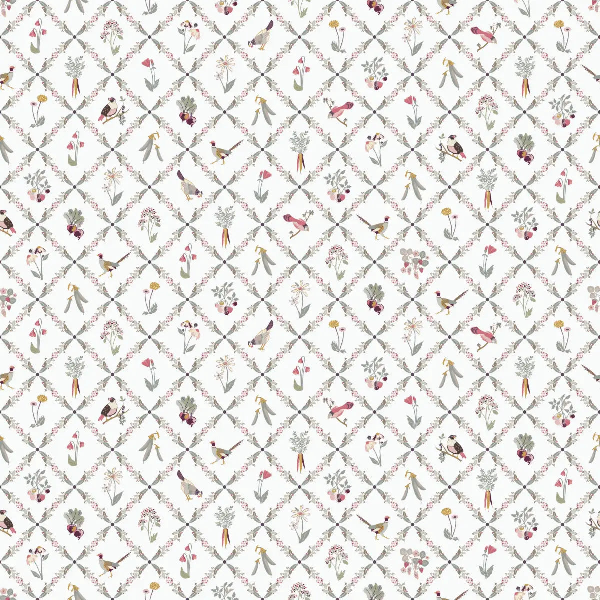 Kacie Wallpaper - Little Garden Things - by Linen and Paper Design - Sample 1 foot by 1 foot / White - Loomwell Home