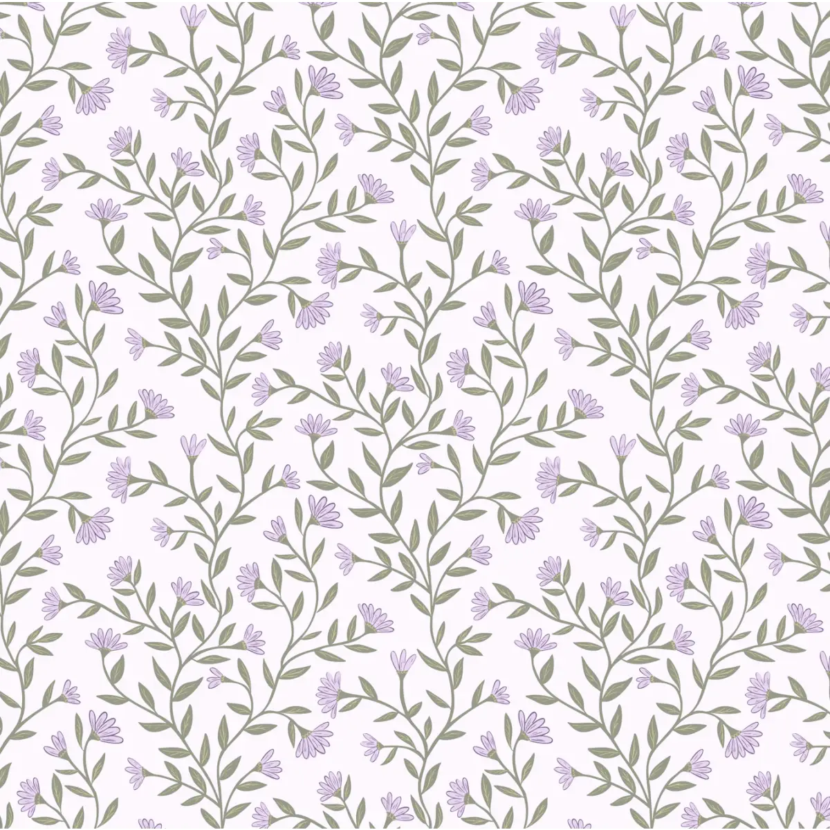Kali Wallpaper - Floral Vine - by Jackie Jean Design - Sample 1 foot by 1 foot / Lilac / Small Scale - Loomwell Home