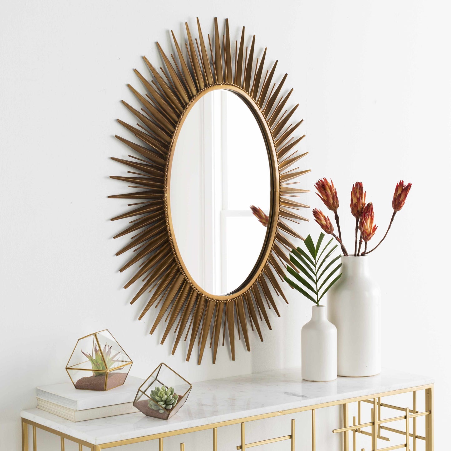 Oval Starburst Metal Mirror