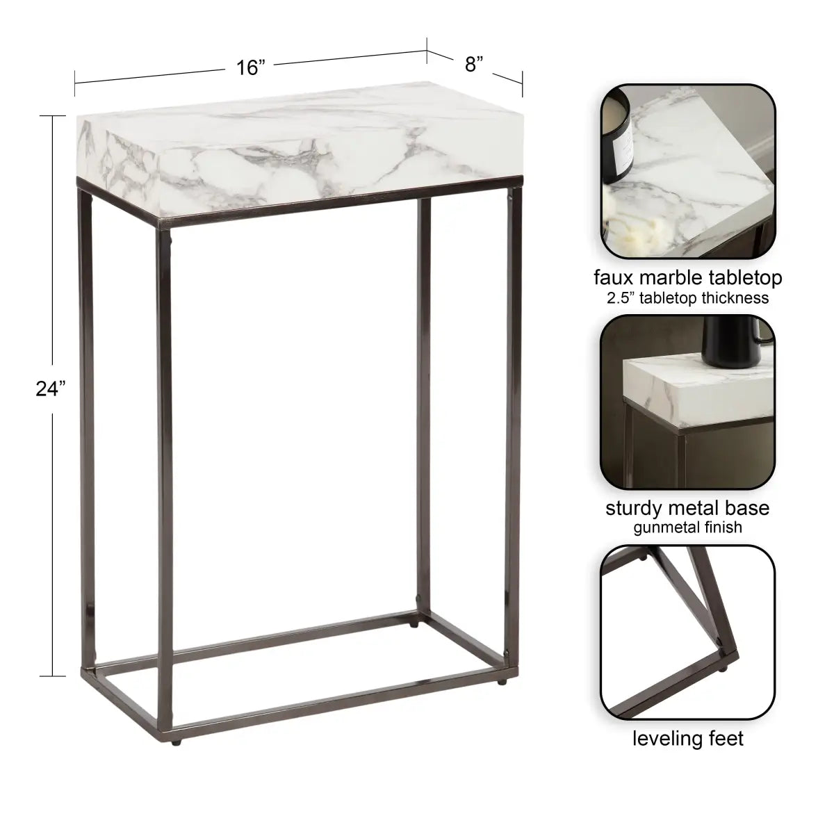 Karlsen Wood and Metal Slim Side Table - kateandlaurel