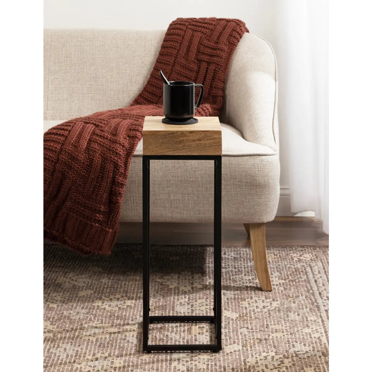 Karlsen Wood and Metal Slim Side Table - kateandlaurel